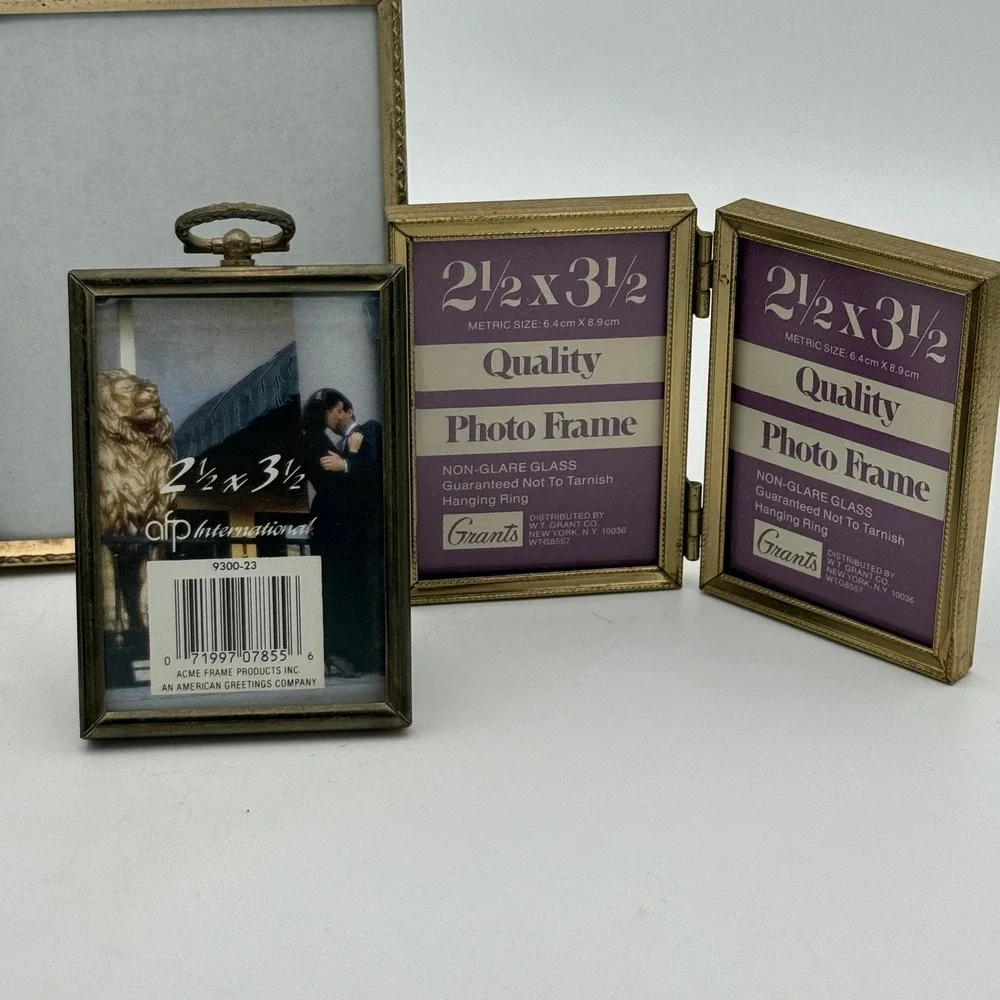 Vintage Brass Metal Picture Frame Lot 5pc Mixed Sizes Intercraft Grants AFP